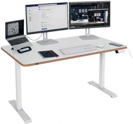 Birou ergonomic Leitz Ergo, electric, 140x80 cm, ajustabil, certificare FSC, alb